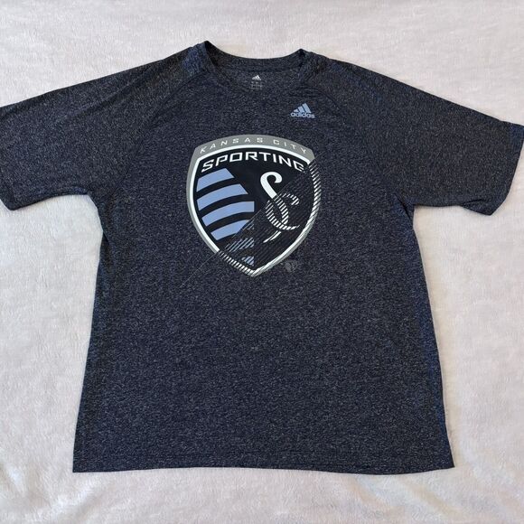 Sporting Kansas City T Shirt Mens Large Gray MLS SC Climalite Adidas Adult - Picture 1 of 6
